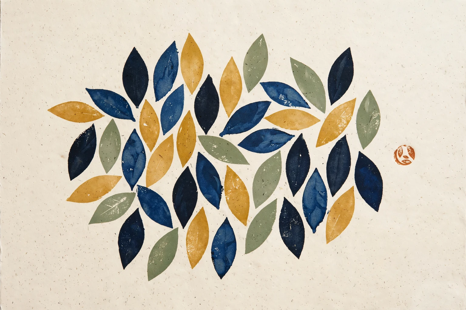 Leaf shapes arranged with generous paper around them