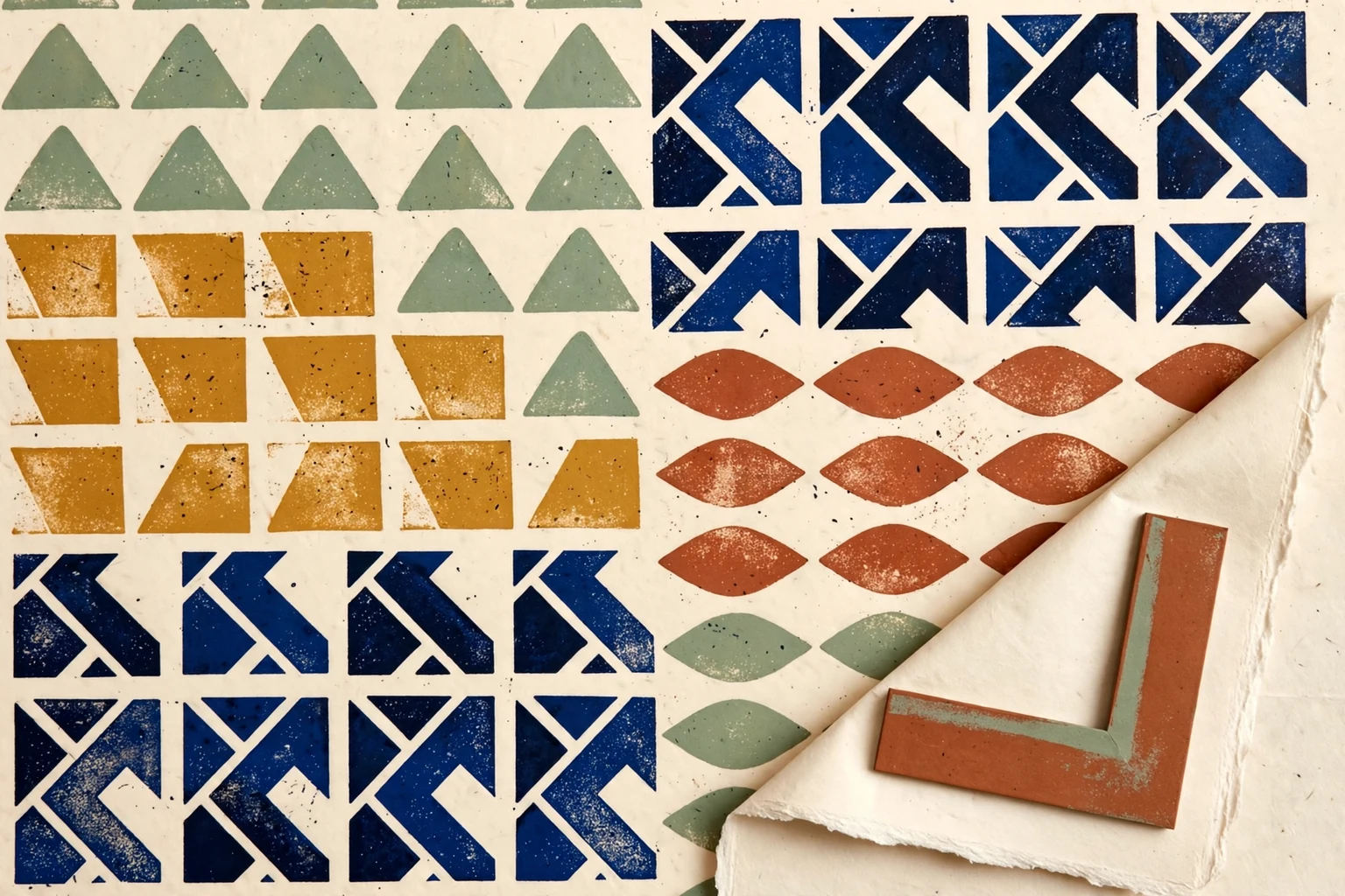 A geometric pattern proof beside a simple measuring shape
