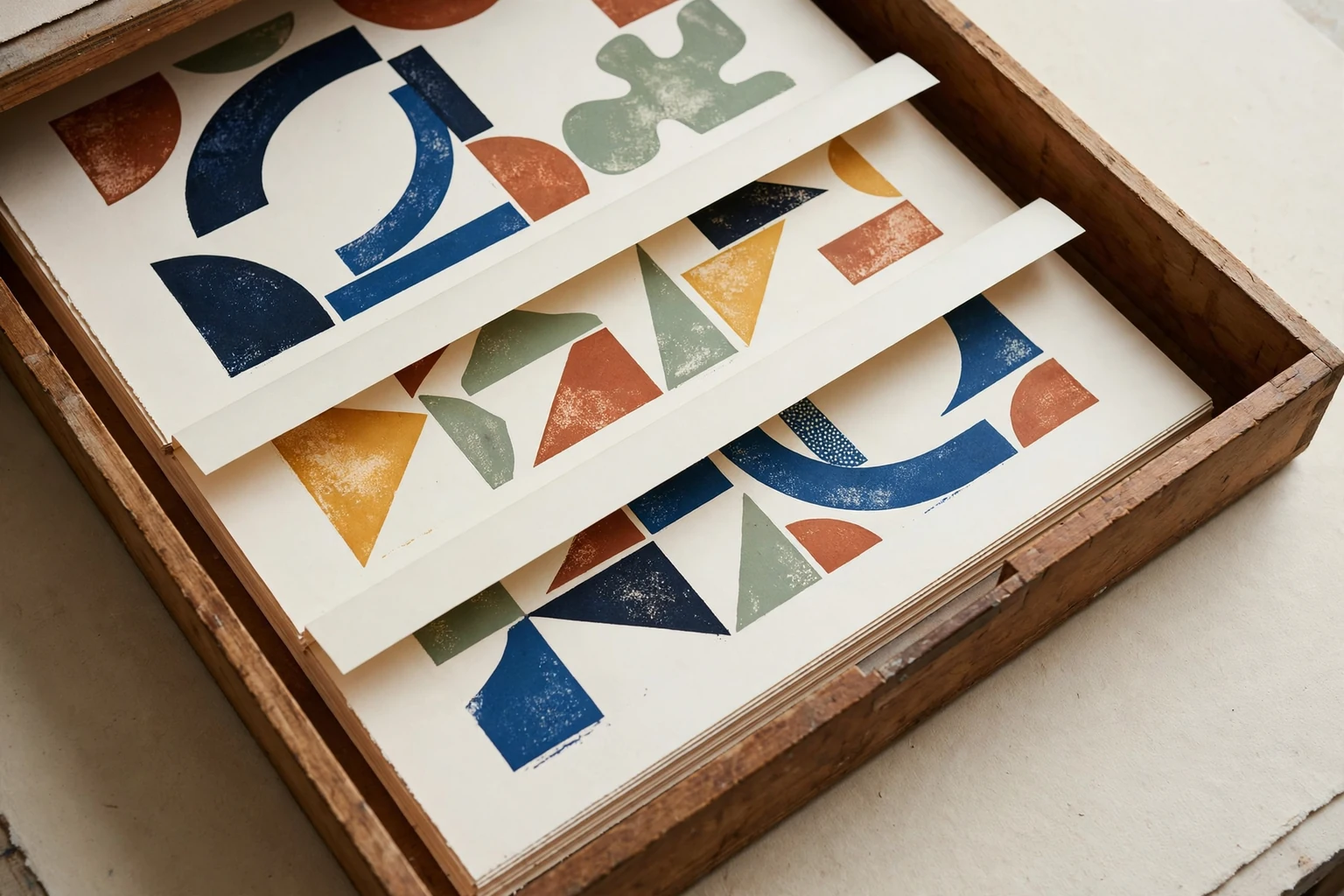 An open drawer of original pattern sheets