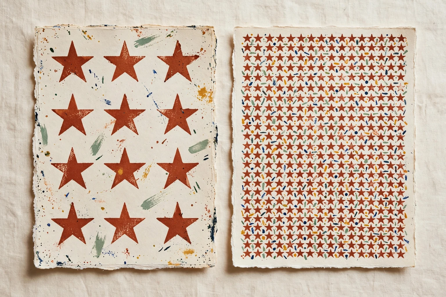Two original star prints with different spacing